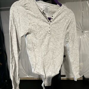 Junmei Light Gray Long Sleeve Bodysuit